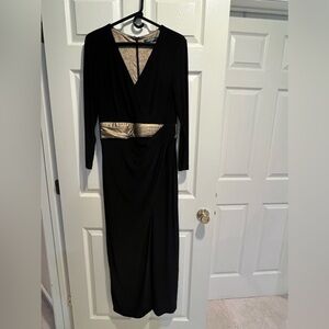 Lauren Black Evening Gown with Gold Accents Size 10